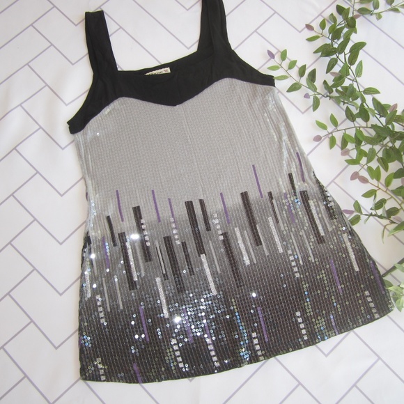 Forever Tops - Forever Sequin & Jersey Knit Tank top sz L